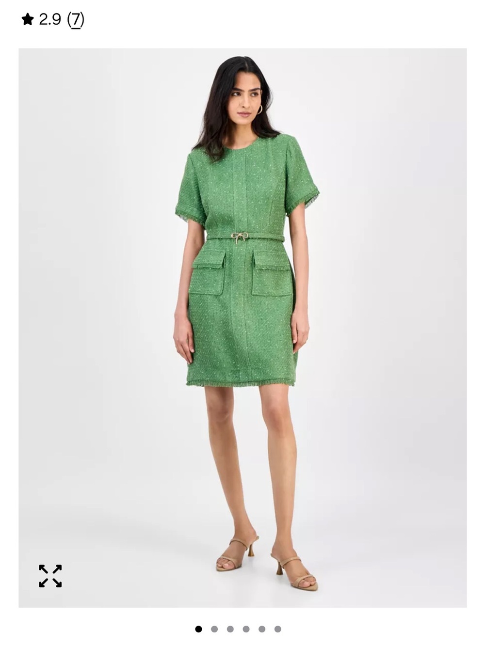 Tahari Green Tweed Mini Dress with Belt 8P - Picture 5 of 5